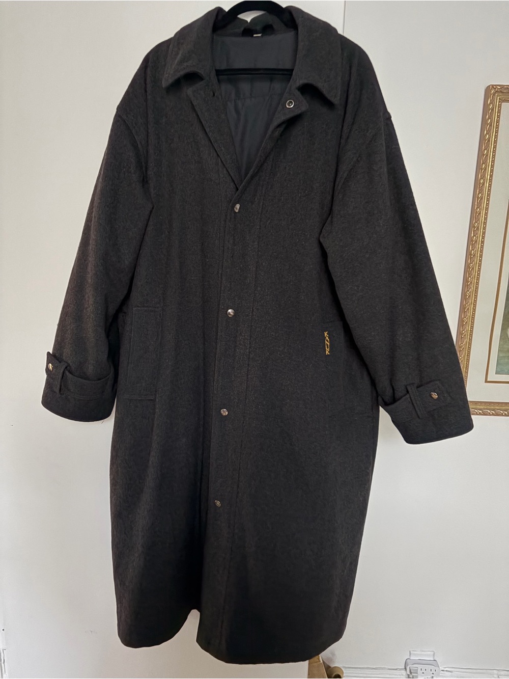 Vintage Kanuk Montreal Charcoal Wool Long Winter Overcoat Trench Quilted Lining